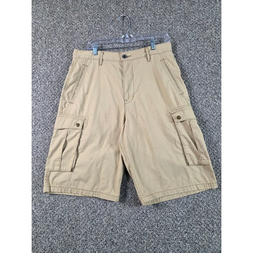 Levi Strauss & Co Two Horse Brand Cargo Shorts Mens‎ 32 Khaki Utility Flat Front